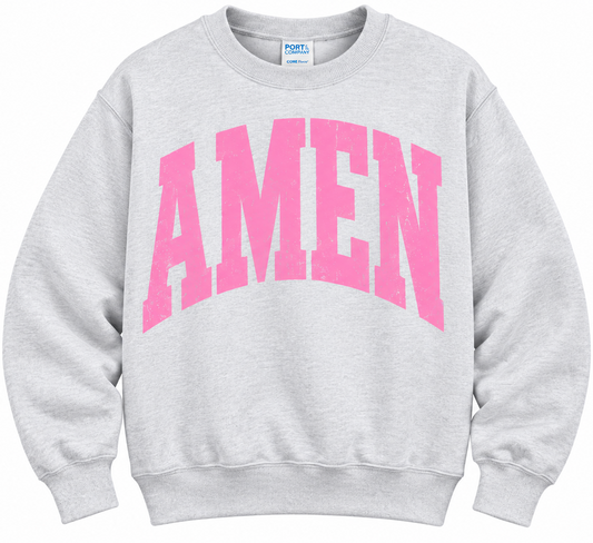 Ash Grey with Pink AMEN Sweatshirt