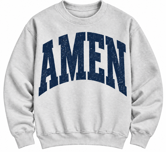 Ash Grey with Navy AMEN Sweatshirt