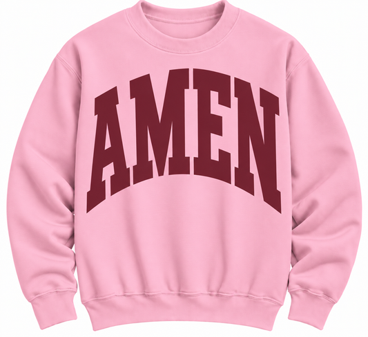 Light Pink with Maroon AMEN Sweatshirt