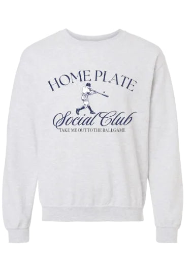 HOME PLATE SOCIAL CLUB SWEATSHIRT/CREWNECK IN ASH GREY