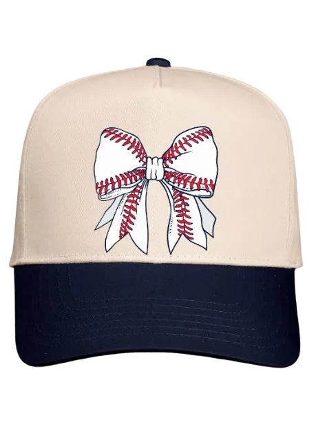 NATURAL/ NAVY COLORBLOCK HAT