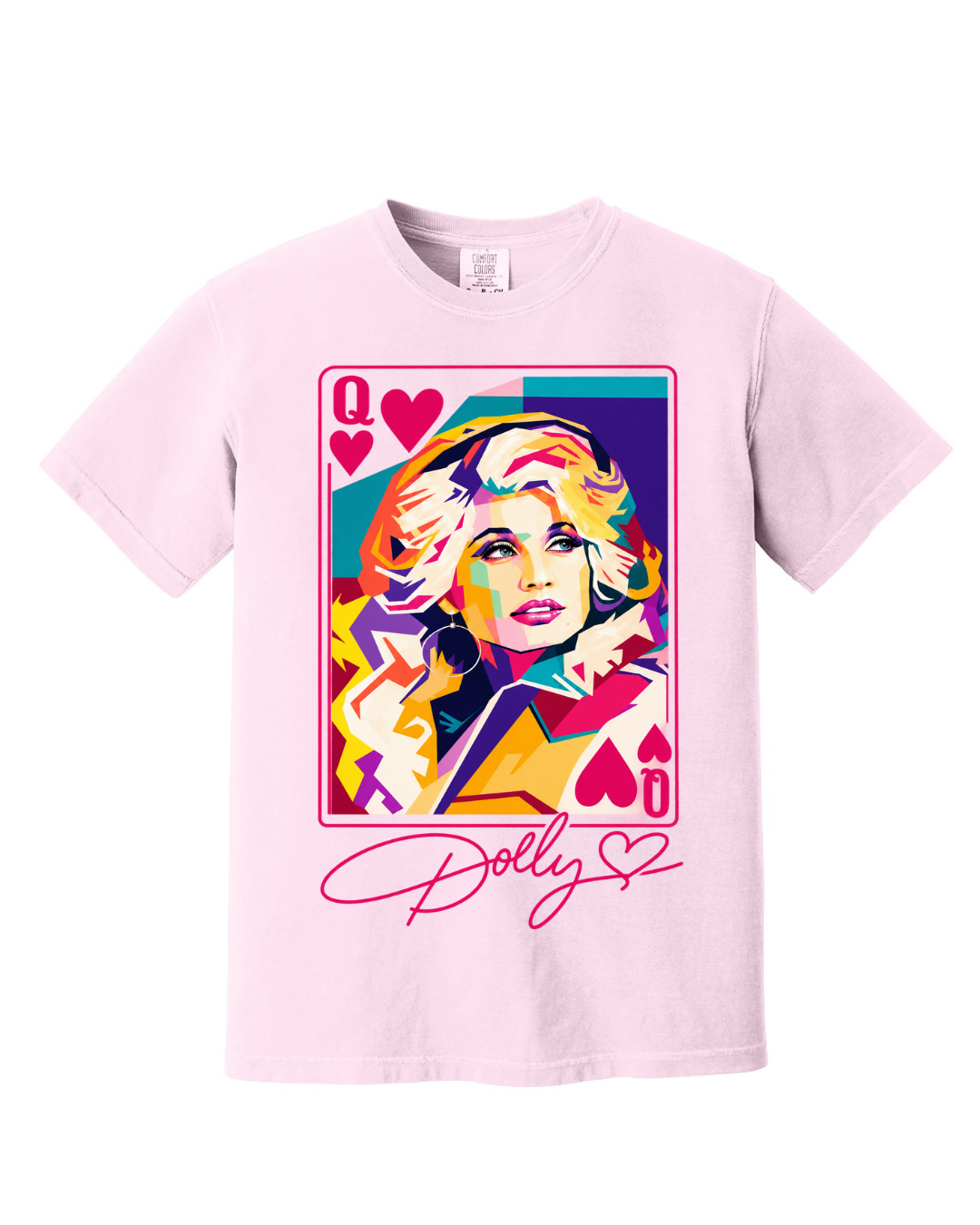 DOLLY PLAYING CARD SHORT SLEEVE TEE SHIRT IN LIGHT PINK