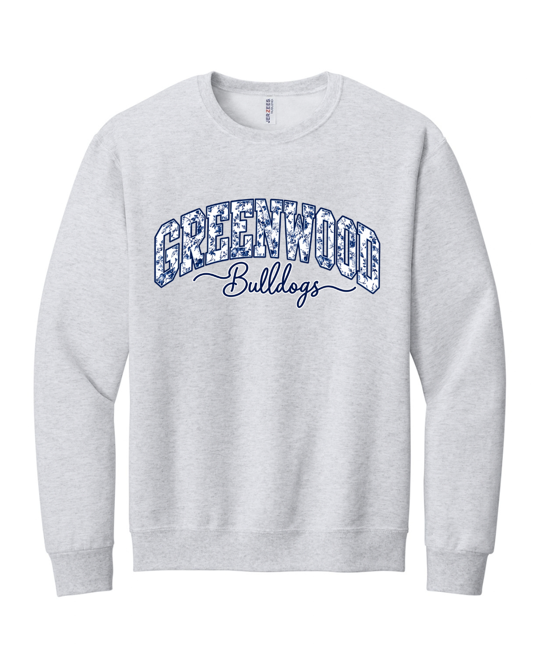 GREENWOOD BULLDOGS FLORAL CLASSIC STYLE SWEATSHIRT IN ASH GREY