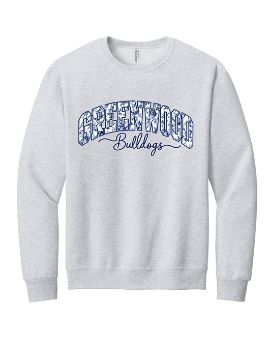 GREENWOOD BULLDOGS FLORAL CLASSIC STYLE SWEATSHIRT IN ASH GREY