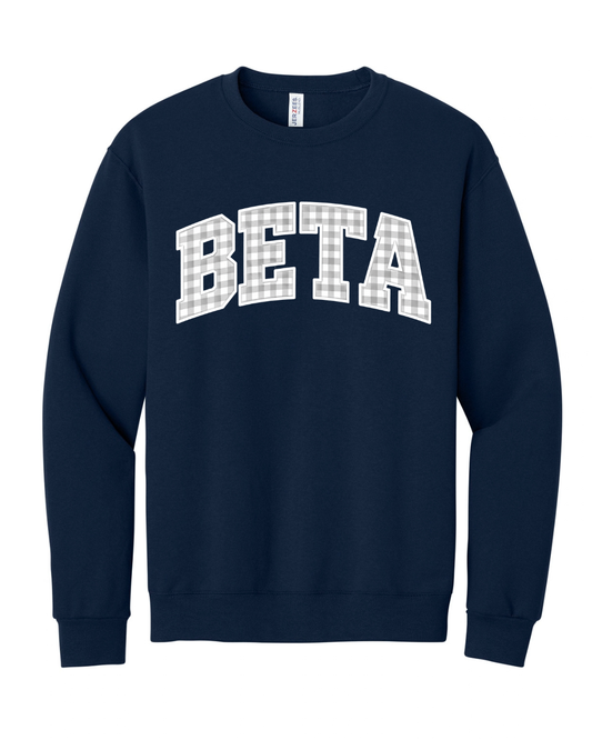 BETA GINGHAM CLASSIC STYLE SWEATSHIRT IN NAVY