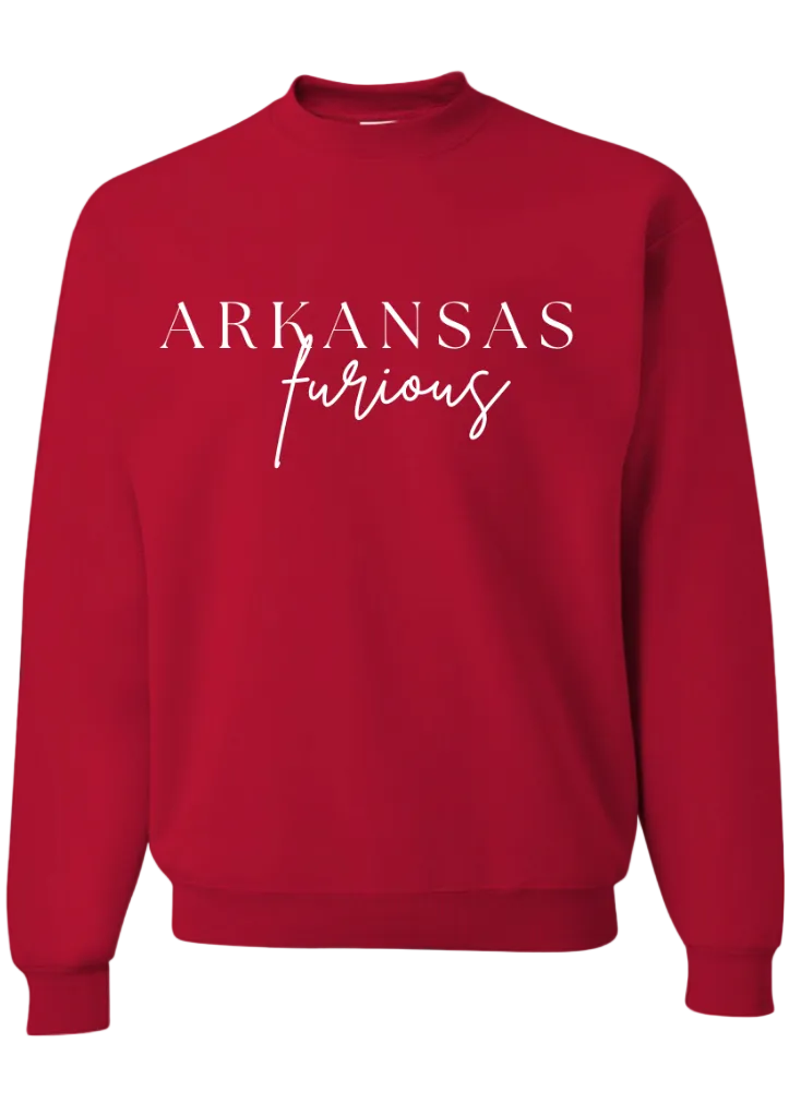 RED ARKANSAS FURIOUS SWEATSHIRT/ CREWNECK