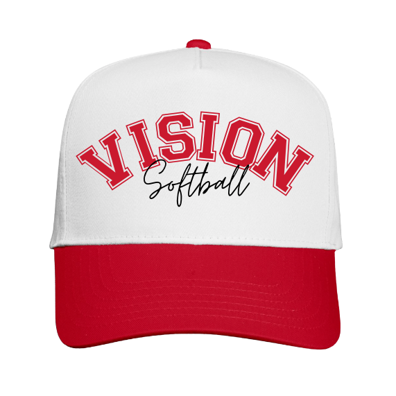 WHITE/ RED COLORBLOCK HAT