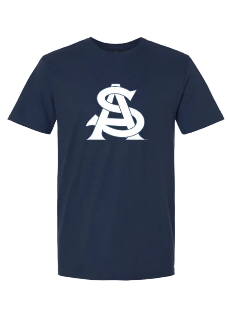SOFT PREMIUM LOGO SHORT SLEEVE TEE SHIRT IN NAVY BLUE