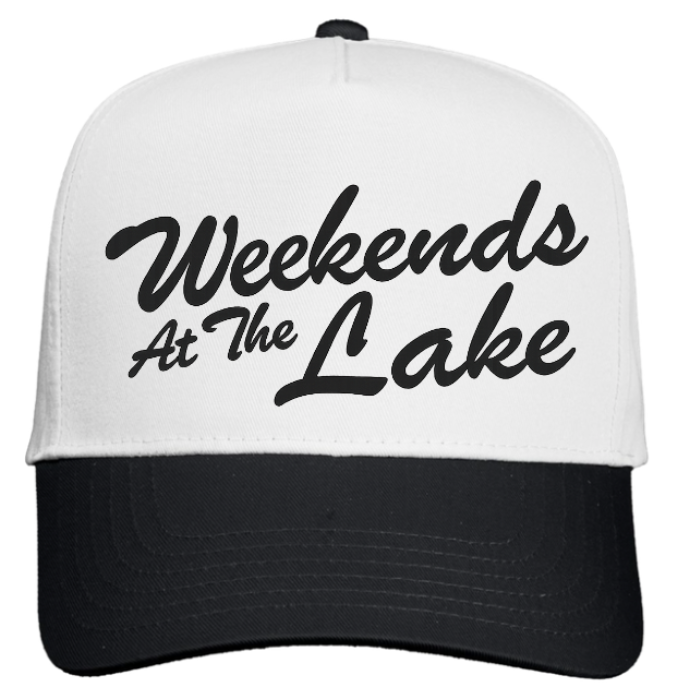 WHITE/ BLACK FIVE PANEL COLORBLOCK HAT - WEEKENDS AT THE LAKE