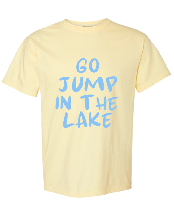 GO JUMP IN THE LAKE SHORT SLEEVE TEE IN BUTTER YELLOW
