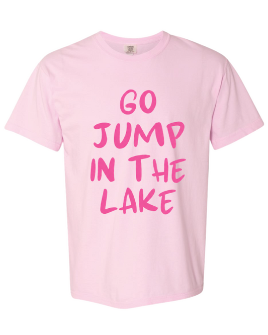 GO JUMP IN THE LAKE SHORT SLEEVE TEE IN BLOSSOM PINK