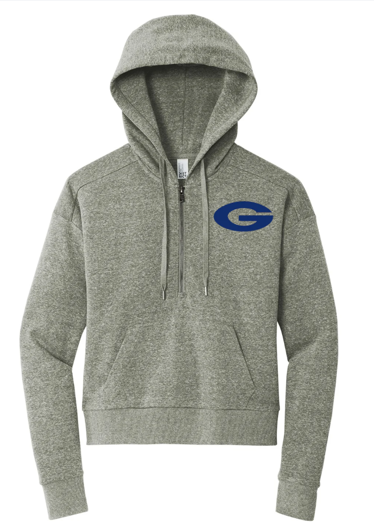 Half Zip Pullover w/ Hood in Athletic Heather Gray