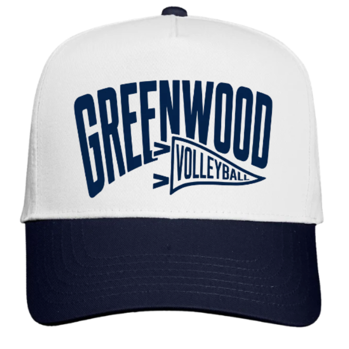 Five-Panel Twill Cap in White/ Navy