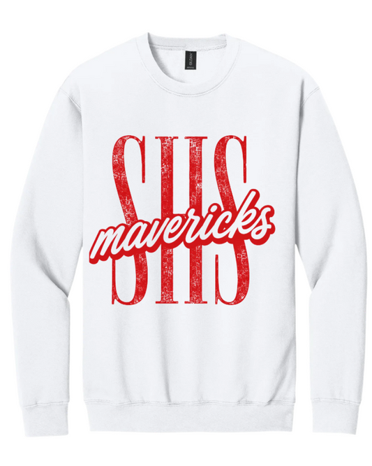 SHS RED ON WHITE CREWNECK SWEATSHIRT