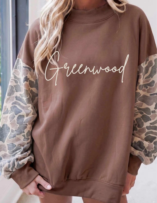 CAMO MOCK NECK SWEATSHIRT