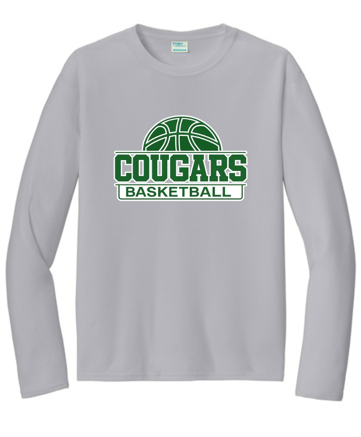 COUGARS BASKETBALL LONG SLEEVE DRI FIT IN SILVER