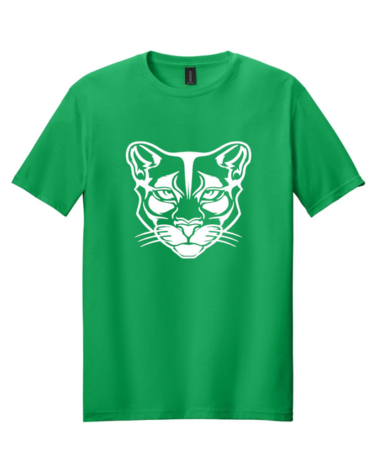 BIG COUGAR FACE SHORT SLEEVE TEE IN KELLY GREEN