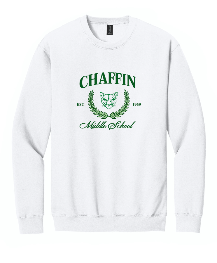 CHAFFIN MIDDLE SCHOOL CREWNECK SWEATSHIRT IN WHITE