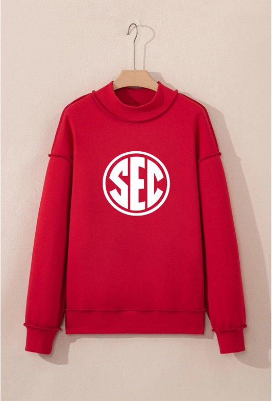 SEC RED MOCK NECK SWEATSHIRT