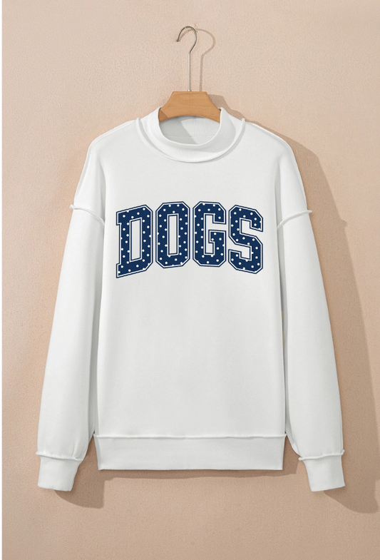 WHITE MOCK NECK SWEATSHIRT