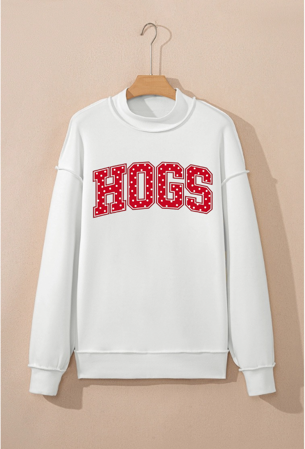 WHITE MOCK NECK SWEATSHIRT