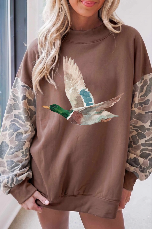 CAMO MOCK NECK SWEATSHIRT