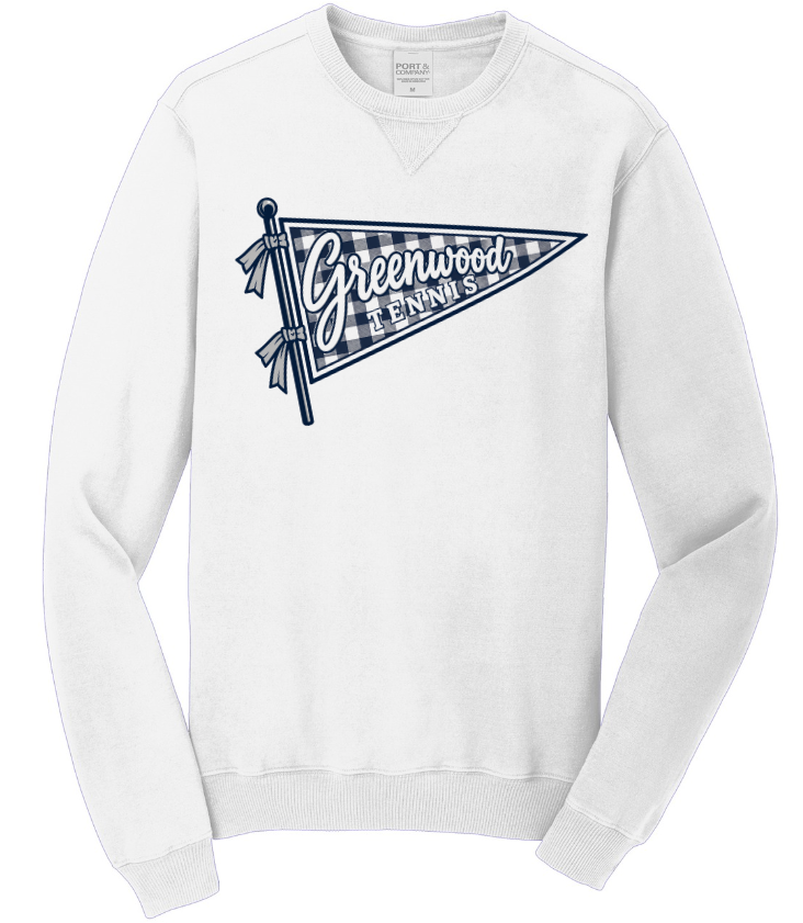 GHS TENNIS BEACH WASH GARMENT DYED CREWNECK SWEATSHIRT IN WHITE