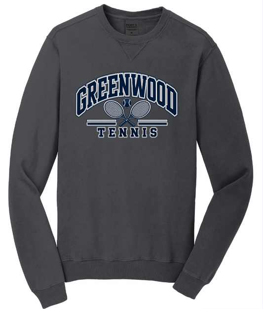 GHS TENNIS BEACH WASH GARMENT DYED CREWNECK SWEATSHIRT IN GREY