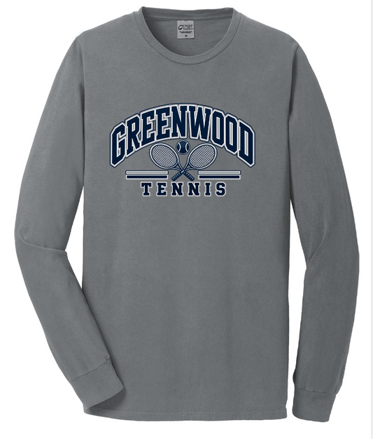 GHS TENNIS BEACH WASH GARMENT DYED LONG SLEEVE TEE IN GREY