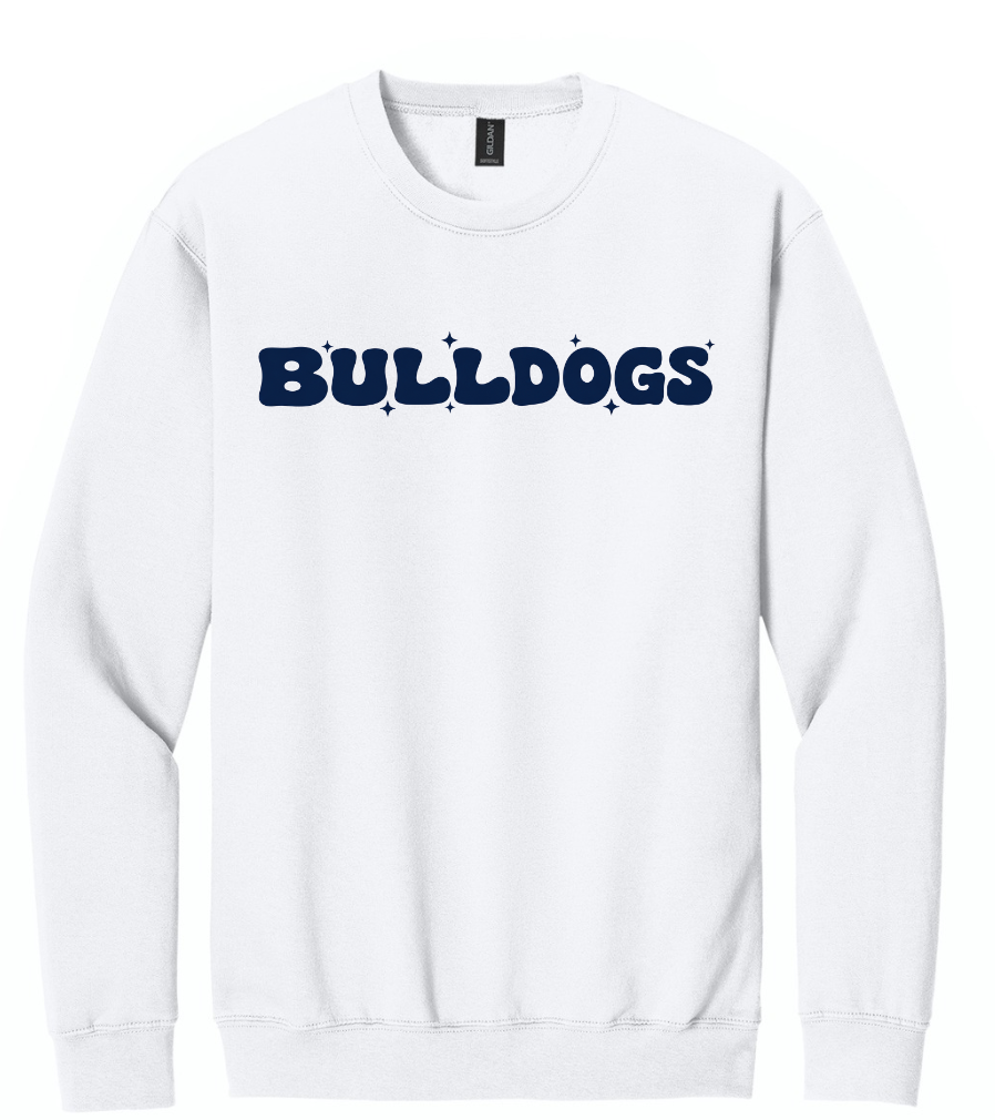 RETRO BULLDOGS CREWNECK SWEATSHIRT IN WHITE