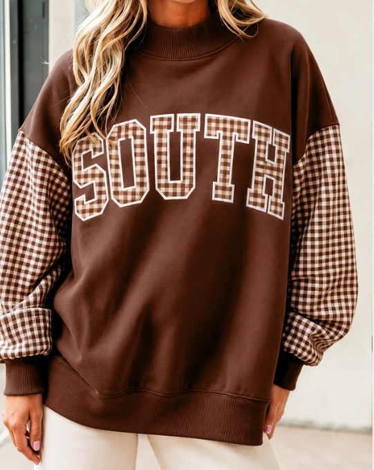 SOUTH PLAID SWEATSHIRT IN BROWN