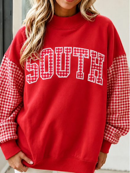 SOUTH PLAID SWEATSHIRT IN RED