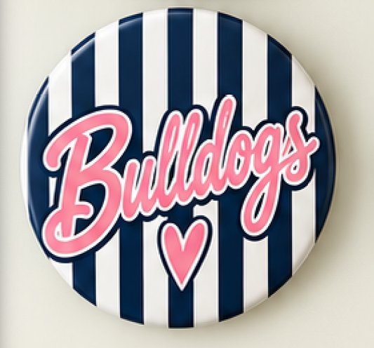Varsity Stripe Bulldogs Button