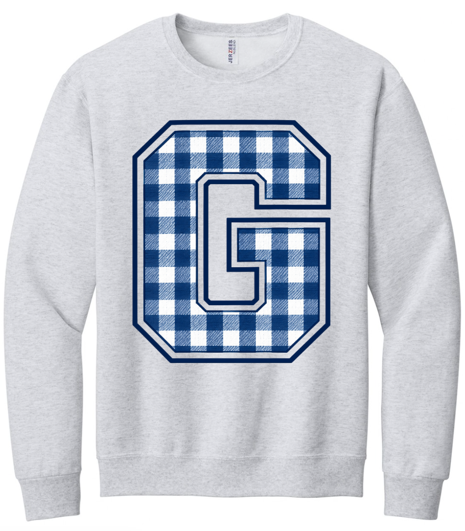 BIG G GINGHAM CREWNECK SWEATSHIRT IN ASH GREY