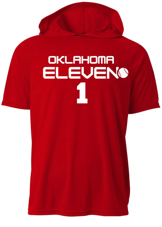 RED DRI FIT HOODIE WITH NUMBER