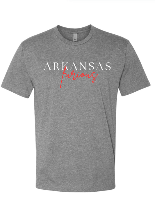 ARKANSAS FURIOUS SHORT SLEEVE TEE IN GREY