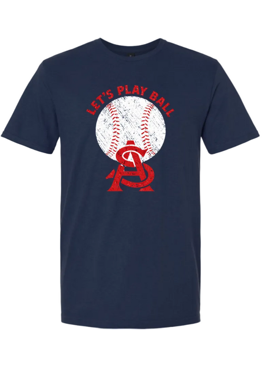 SOFT PREMIUM LETS PLAY BALL SHORT SLEEVE TEE IN NAVY