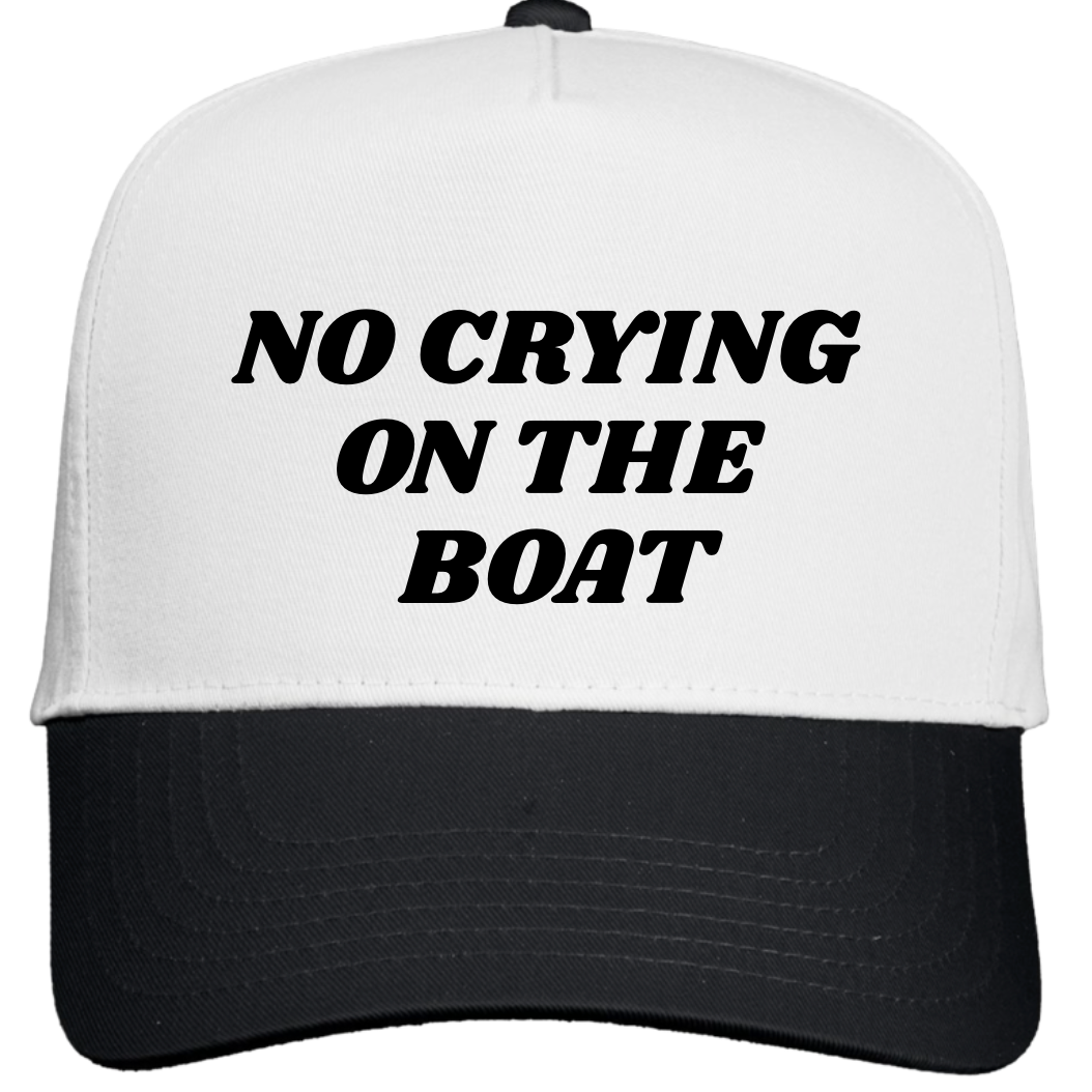 WHITE/BLACK FIVE PANEL COLORBLOCK HAT - NO CRYING ON THE BOAT