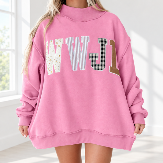 WWJD PINK MOCKNECK