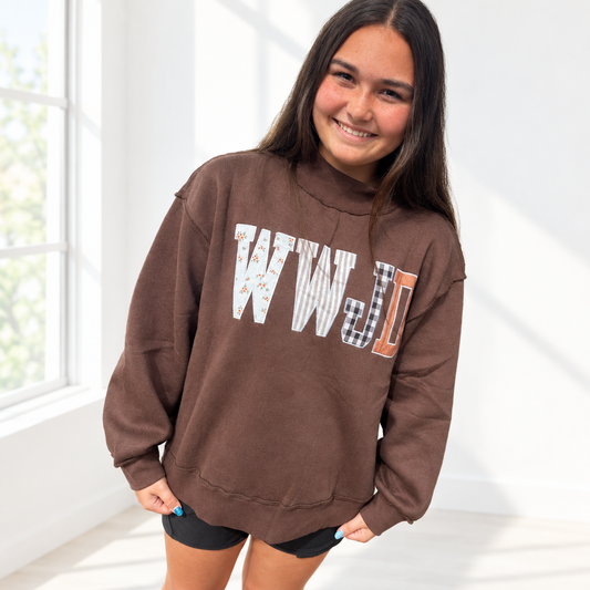 WWJD BROWN MOCKNECK