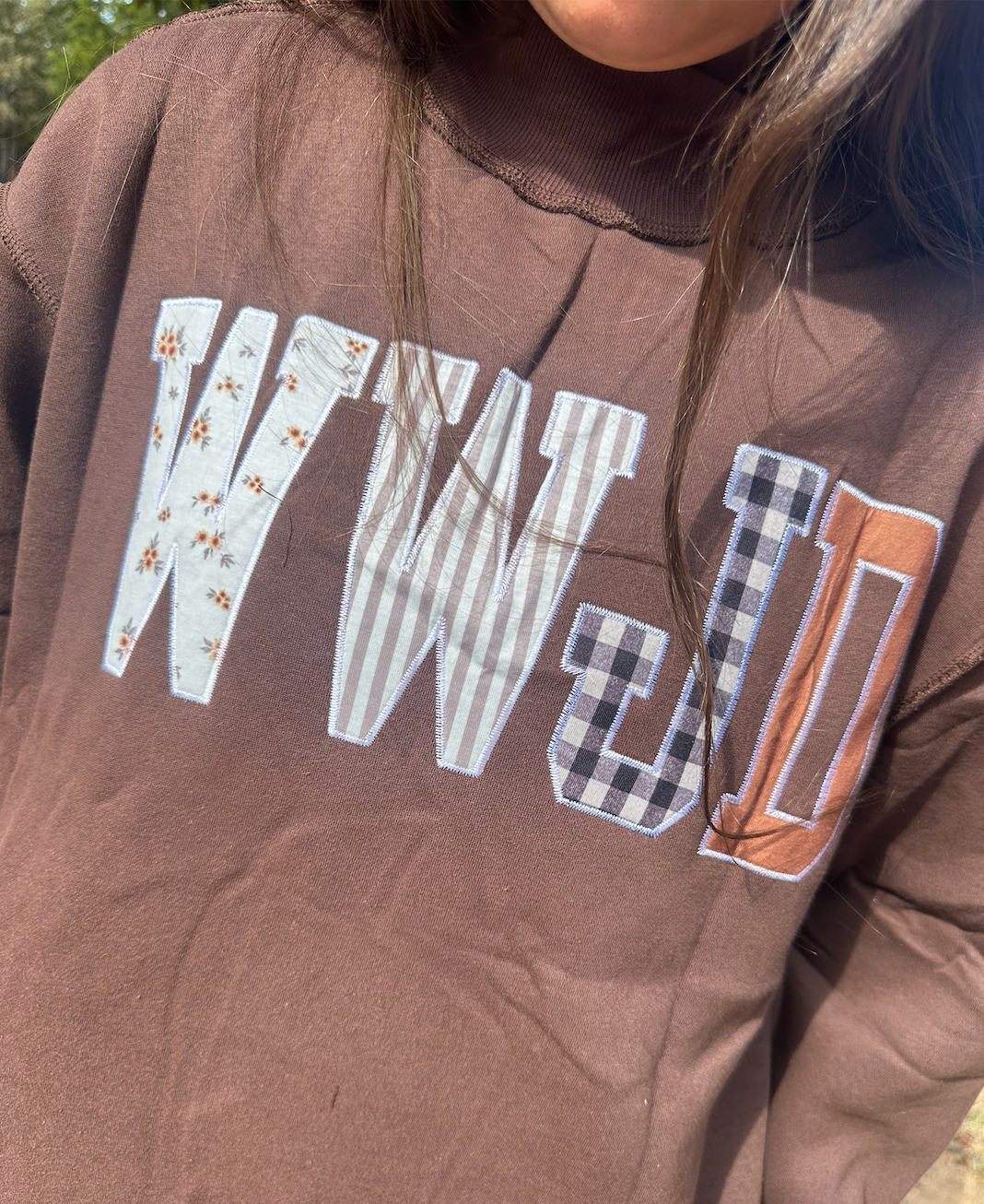 WWJD BROWN MOCKNECK