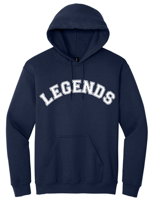LEGENDS VARSITY FONT HOODIE IN NAVY