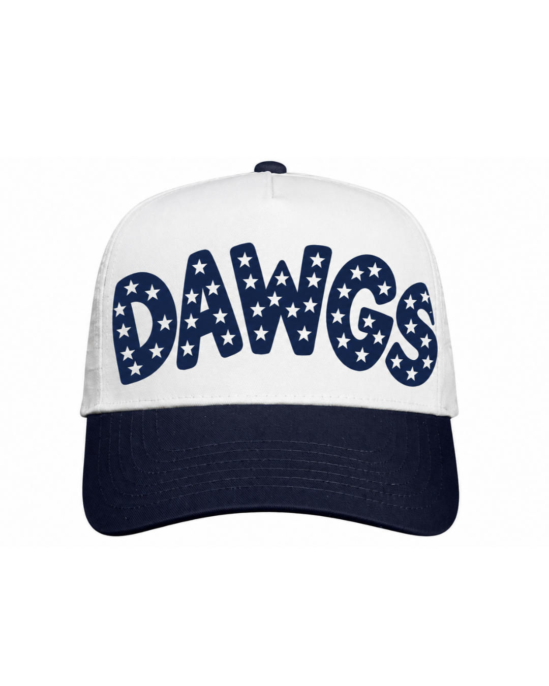 Five-Panel Twill Cap in White/ Navy
