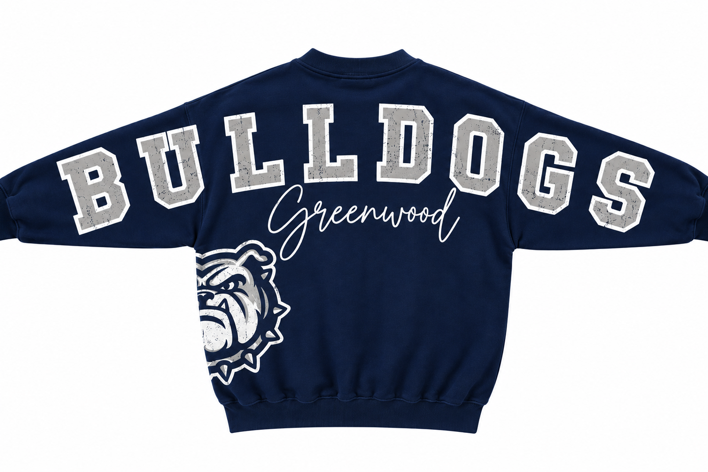 NAVY GREENWOOD BULLDOGS VINTAGE WRAPAROUND HOODIE & SWEATSHIRT