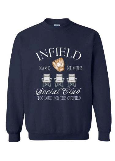 OUTFIELD/ INFIELD SOCIAL CLUB SWEATSHIRT IN NAVY BLUE