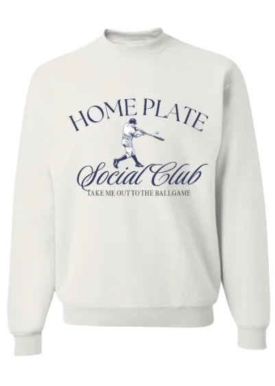 HOME PLATE SOCIAL CLUB SWEATSHIRT/CREWNECK IN WHITE