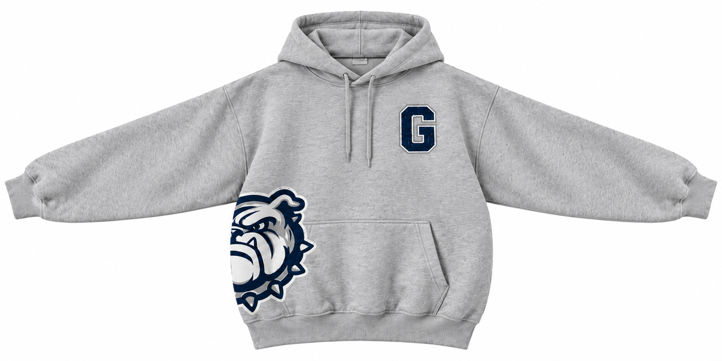 GREY GREENWOOD BULLDOGS VINTAGE WRAPAROUND HOODIE & SWEATSHIRT