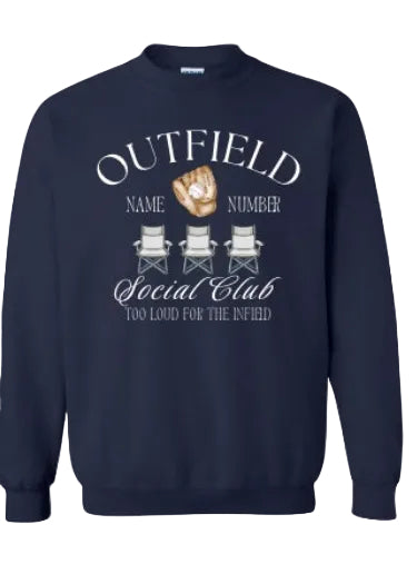 OUTFIELD/ INFIELD SOCIAL CLUB SWEATSHIRT IN NAVY BLUE