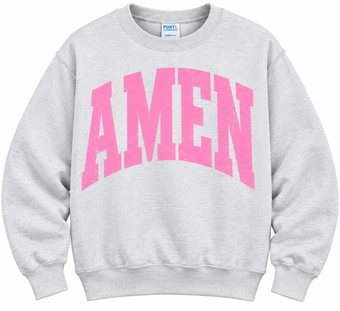 Ash Grey with Pink AMEN Sweatshirt