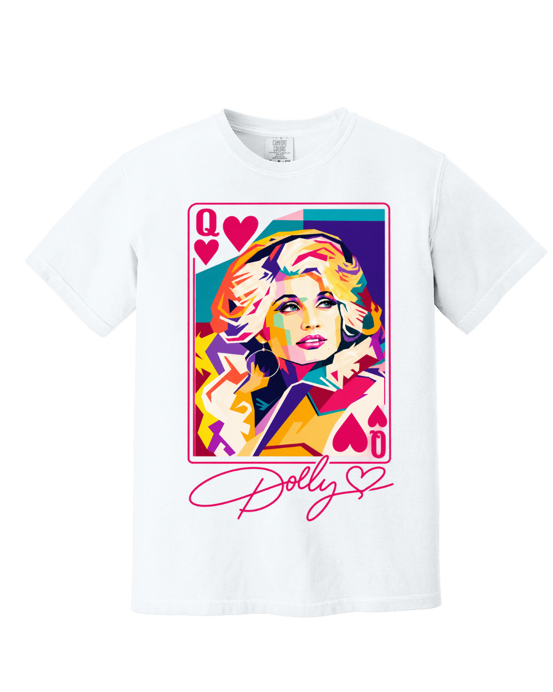 DOLLY PLAYING CARD SHORT SLEEVE TEE SHIRT IN WHITE